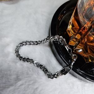 Mens Silver Stainless Steel Box Chain Bracelet